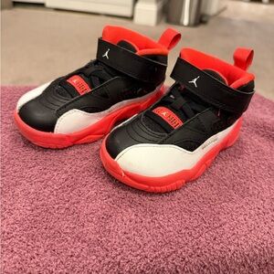 Jordan Kids Black, Red, and White Sneakers
